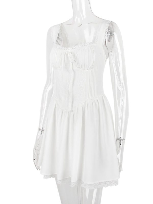 White Corset Lace Flare Mini Dress White Corset Lace Flare Mini Dress