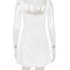 White Cupped Doily Strap V-neck Mini Dress White Cupped Doily Strap V-neck Mini Dress