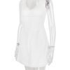 White Cupped Doily Strap V-neck Mini Dress White Cupped Doily Strap V-neck Mini Dress