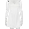White Cupped Doily Strap V-neck Mini Dress White Cupped Doily Strap V-neck Mini Dress