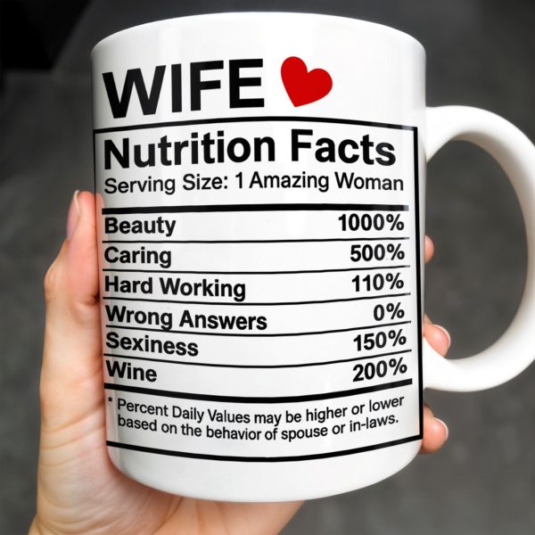 Wife Nutrition Facts Serving Size: 1 Amazing Woman, Nutrition Facts Label - Personalized Custom Coffee Mug - CPL378_MG