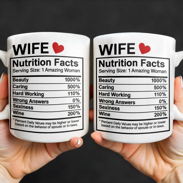 Wife Nutrition Facts Serving Size: 1 Amazing Woman, Nutrition Facts Label - Personalized Custom Coffee Mug - CPL378_MG