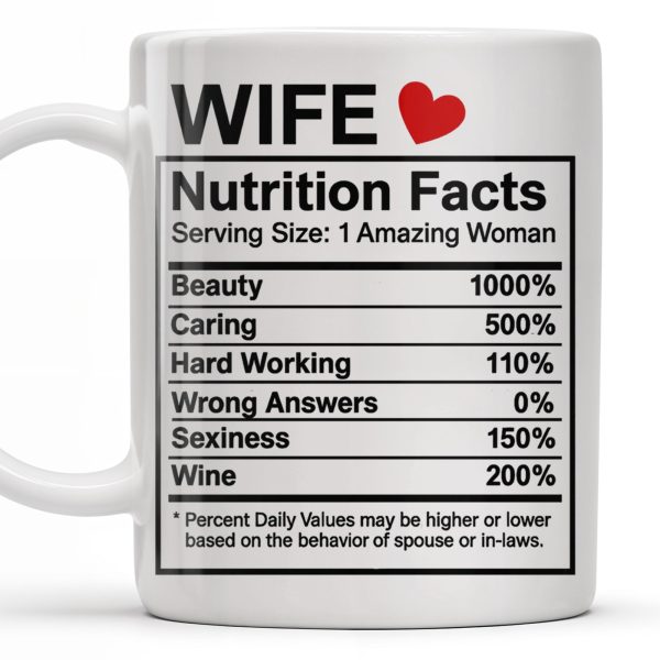 Wife Nutrition Facts Serving Size: 1 Amazing Woman, Nutrition Facts Label - Personalized Custom Coffee Mug - CPL378_MG
