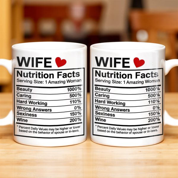 Wife Nutrition Facts Serving Size: 1 Amazing Woman, Nutrition Facts Label - Personalized Custom Coffee Mug - CPL378_MG