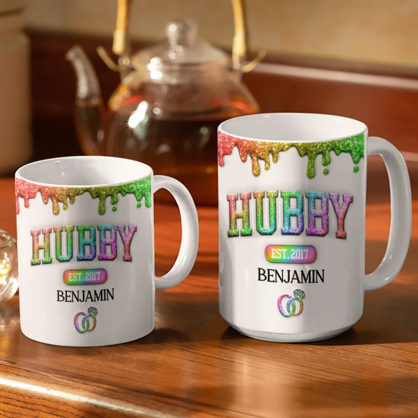 Wifey Hubby Est Couple - 3D Inflated Effect Printed Mug, Personalized White Edge-to-Edge Mug Wifey Hubby Est Couple - 3D Inflated Effect Printed Mug, Personalized White Edge-to-Edge Mug