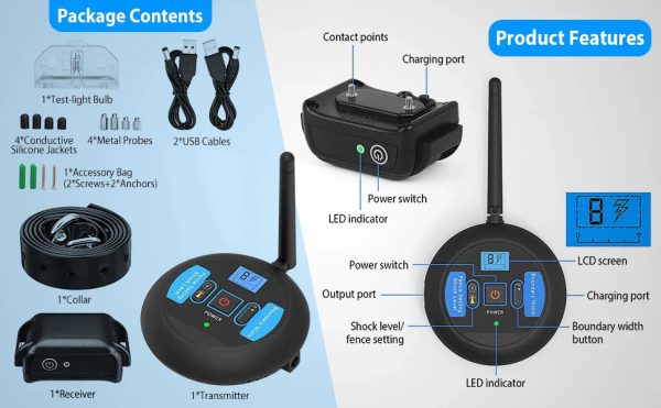 Wireless Dog Fence, Electric Dog Collar Fence Wireless Dog Fence, Electric Dog Collar Fence