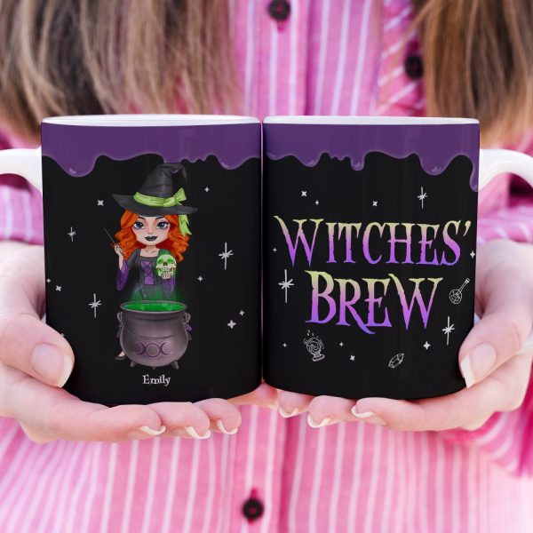 Witch's Brew, Gift For Witches, Personalized Mug, Edge To Edge Witch Squad Mug, Halloween Gift