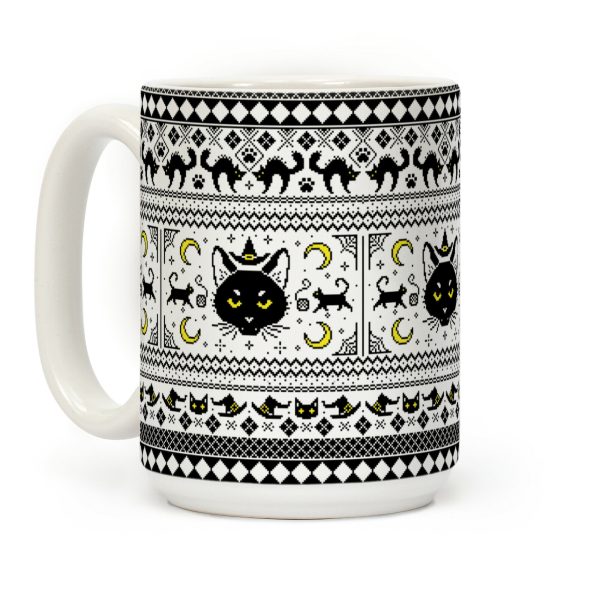 Witchy Black Cats Ugly Sweater Coffee Mug Witchy Black Cats Ugly Sweater Coffee Mug