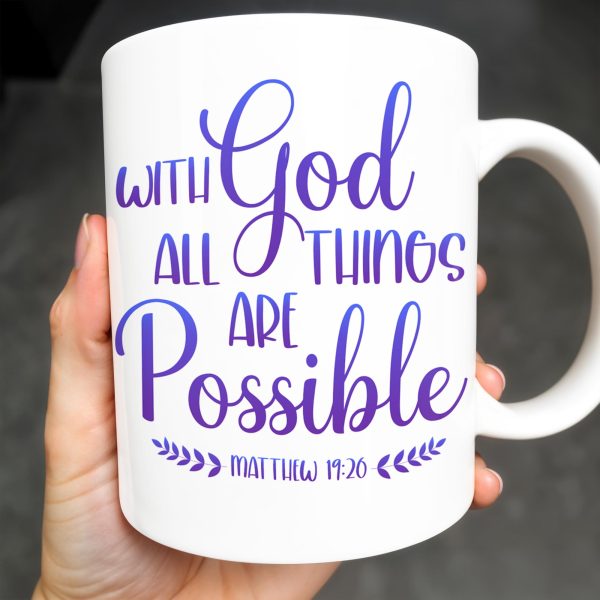 With God All Things Are Possible, Religious Quote - Personalized Custom Coffee Mug - FTH063_MG With God All Things Are Possible, Religious Quote - Personalized Custom Coffee Mug - FTH063_MG