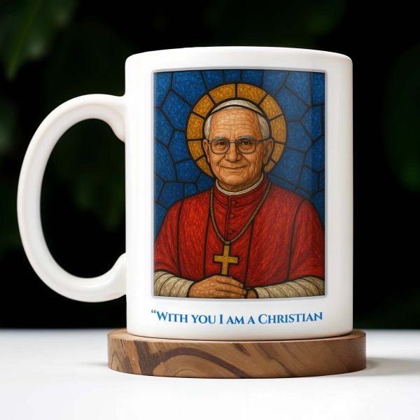 With You I Am A Christian, For You, I Am a Bishop, Stained Glass Bishop Design - Personalized Custom Coffee Mug - FTH082_MG With You I Am A Christian, For You, I Am a Bishop, Stained Glass Bishop Design - Personalized Custom Coffee Mug - FTH082_MG