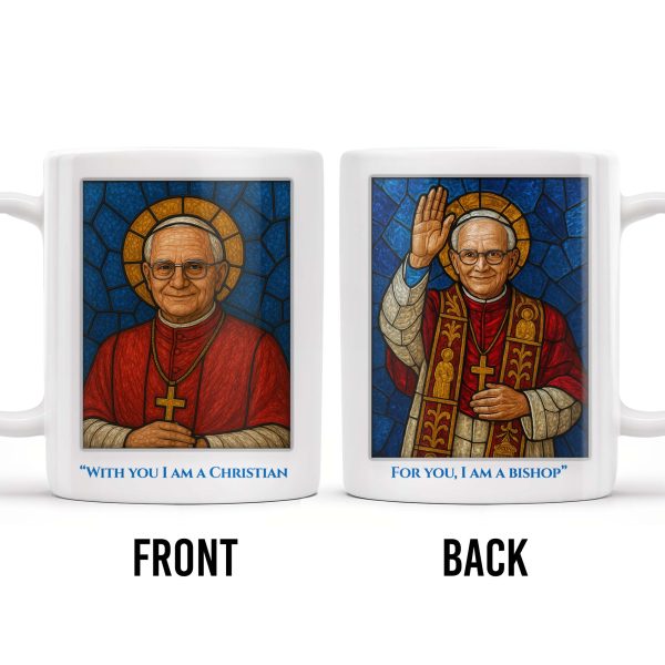 With You I Am A Christian, For You, I Am a Bishop, Stained Glass Bishop Design - Personalized Custom Coffee Mug - FTH082_MG With You I Am A Christian, For You, I Am a Bishop, Stained Glass Bishop Design - Personalized Custom Coffee Mug - FTH082_MG