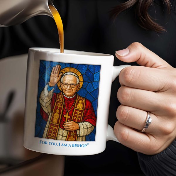 With You I Am A Christian, For You, I Am a Bishop, Stained Glass Bishop Design - Personalized Custom Coffee Mug - FTH082_MG With You I Am A Christian, For You, I Am a Bishop, Stained Glass Bishop Design - Personalized Custom Coffee Mug - FTH082_MG