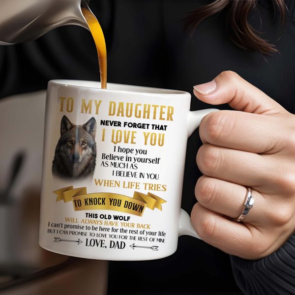 Wolf And Banner Inspirational Love Message For Daughter - Personalized Custom Coffee Mug - DAU096_MG Wolf And Banner Inspirational Love Message For Daughter - Personalized Custom Coffee Mug - DAU096_MG