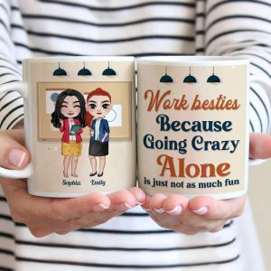Work Bestie, Gift For Coworkers, Personalized Mug, Funny Bestie Coworkers Mug