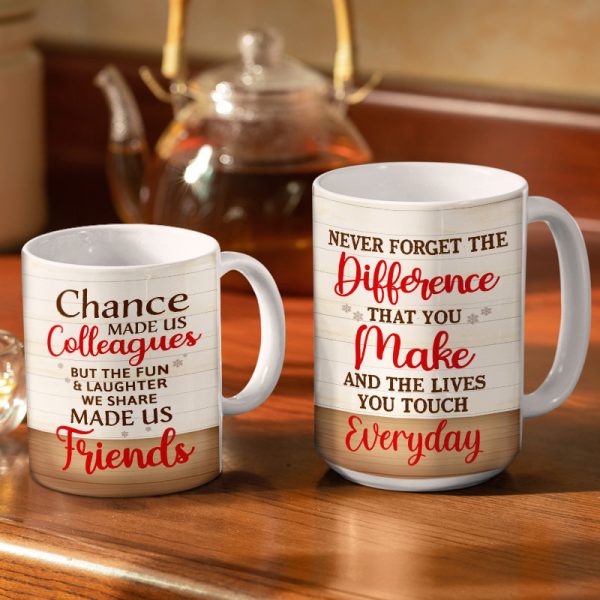 Work Made Us Colleagues - Christmas Gift For Co-worker And BFF - Personalized Custom White Edge-to-Edge Mug Work Made Us Colleagues - Christmas Gift For Co-worker And BFF - Personalized Custom White Edge-to-Edge Mug