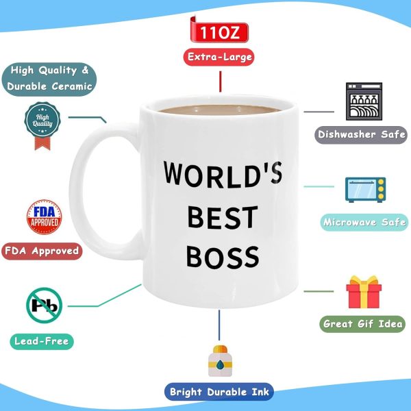 World's Best Boss Coffee Mug, Funny Office Gift for Boss Male Female, Boss Day Birthday Christmas Gift from Coworkers Employees World's Best Boss Coffee Mug, Funny Office Gift for Boss Male Female, Boss Day Birthday Christmas Gift from Coworkers Employees