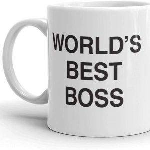 World's Best Boss Coffee Mug, Funny Office Gift for Boss Male Female, Boss Day Birthday Christmas Gift from Coworkers Employees
