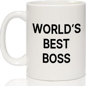 World's Best Boss Coffee Mug, Funny Office Gift for Boss Men Women, Boss Day Birthday Christmas Gift from Coworkers Employees