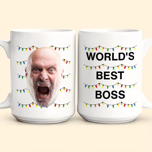 World'S Best Boss Funny Xmas Lights Custom Face - Personalized Photo Mug World'S Best Boss Funny Xmas Lights Custom Face - Personalized Photo Mug