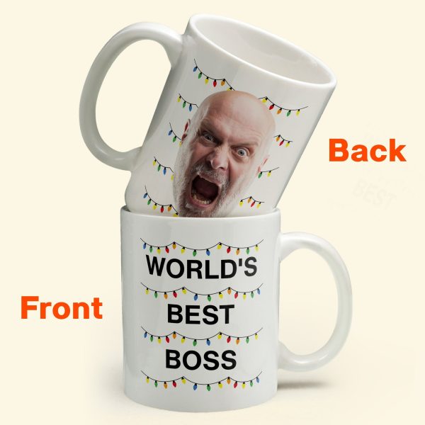 World'S Best Boss Funny Xmas Lights Custom Face - Personalized Photo Mug World'S Best Boss Funny Xmas Lights Custom Face - Personalized Photo Mug