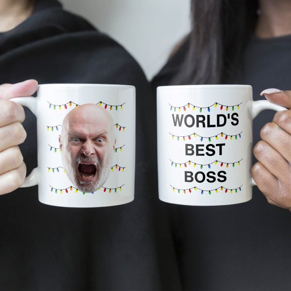 World'S Best Boss Funny Xmas Lights Custom Face - Personalized Photo Mug World'S Best Boss Funny Xmas Lights Custom Face - Personalized Photo Mug