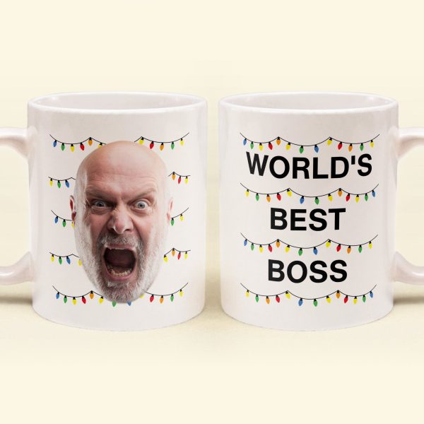 World'S Best Boss Funny Xmas Lights Custom Face - Personalized Photo Mug World'S Best Boss Funny Xmas Lights Custom Face - Personalized Photo Mug