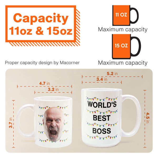 World'S Best Boss Funny Xmas Lights Custom Face - Personalized Photo Mug World'S Best Boss Funny Xmas Lights Custom Face - Personalized Photo Mug