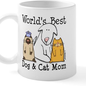 World's Best Dog and Cat Mom Coffee Mug Funny Pet Lover Gift for Dog Mom Cat Mom Women