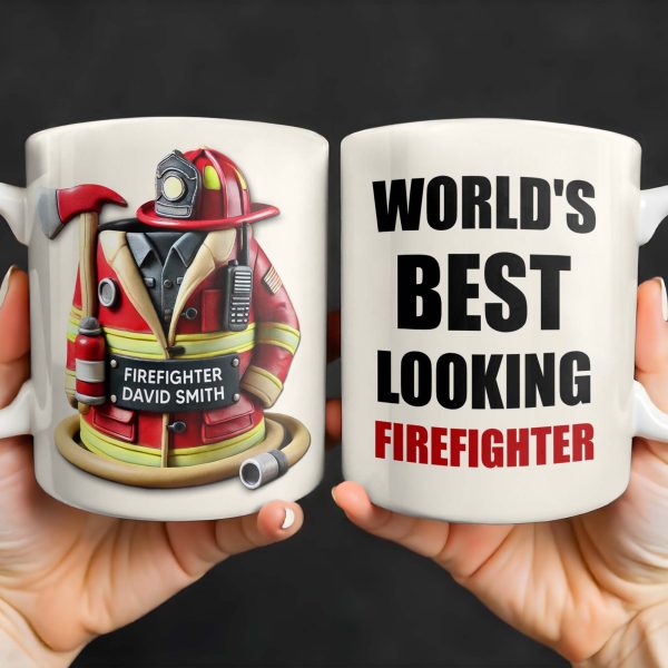 World's Best Looking Firefighter - Personalized Custom Coffee Mug - FIF002_MG World's Best Looking Firefighter - Personalized Custom Coffee Mug - FIF002_MG