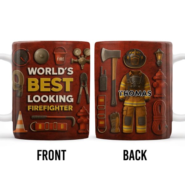 World's Best Looking Firefighter Gear and Helmet - Personalized Custom Coffee Mug - FIF045_MG World's Best Looking Firefighter Gear and Helmet - Personalized Custom Coffee Mug - FIF045_MG