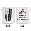 World's Okayest Golfer, Golf Flag and Distressed American Flag - Personalized Custom Coffee Mug - GOLF002_MG