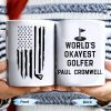 World's Okayest Golfer, Golf Flag and Distressed American Flag - Personalized Custom Coffee Mug - GOLF002_MG