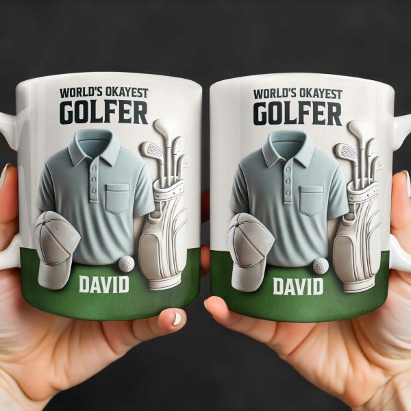 World's Okayest Golfer, Golf Shirt, Golf Clubs, Golf Cap - Personalized Custom Coffee Mug - FAM318_MG World's Okayest Golfer, Golf Shirt, Golf Clubs, Golf Cap - Personalized Custom Coffee Mug - FAM318_MG