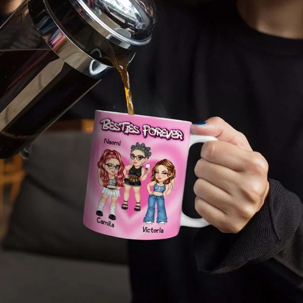 Y2K Bestie Sister Forever - 3D Inflated Effect Printed Mug, Personalized White Edge-to-Edge Mug Y2K Bestie Sister Forever - 3D Inflated Effect Printed Mug, Personalized White Edge-to-Edge Mug
