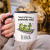 Yoga Frog Downward Spiral Personalized Mug, Funny Mental Health Humor Gift with Custom Name Yoga Frog Downward Spiral Personalized Mug, Funny Mental Health Humor Gift with Custom Name