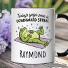 Yoga Frog Downward Spiral Personalized Mug, Funny Mental Health Humor Gift with Custom Name Yoga Frog Downward Spiral Personalized Mug, Funny Mental Health Humor Gift with Custom Name