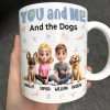 You And Me & The Dogs Sitting Couple - Personalized Mug You And Me & The Dogs Sitting Couple - Personalized Mug