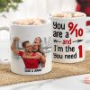 You Are A 9/10 And I'm The 1 You Need, Custom Couple Photo Coffee Mug, Valentine's Gifts, Anniversary Gifts