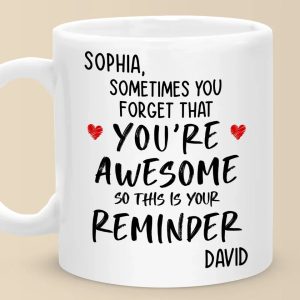 You Are Awesome So This Is Your Reminder - Couple Personalized Custom Mug - Gift For Husband Wife, Anniversary