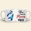 You Are My Missing Piece, Couple Puzzle Hugging White Mug You Are My Missing Piece, Couple Puzzle Hugging White Mug