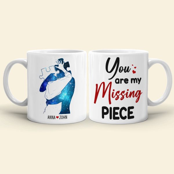 You Are My Missing Piece, Couple Puzzle Hugging White Mug You Are My Missing Piece, Couple Puzzle Hugging White Mug