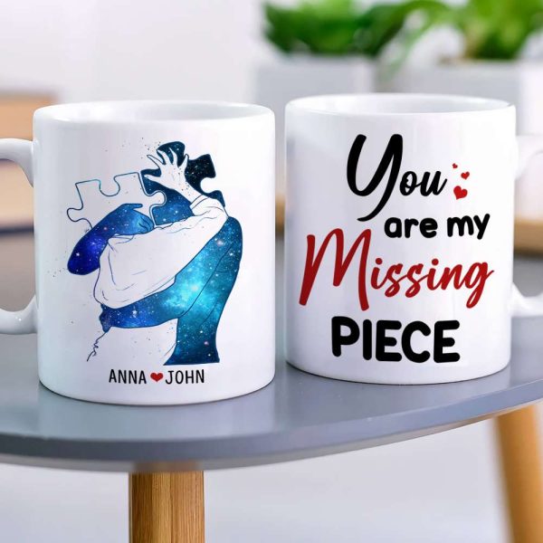 You Are My Missing Piece, Couple Puzzle Hugging White Mug You Are My Missing Piece, Couple Puzzle Hugging White Mug