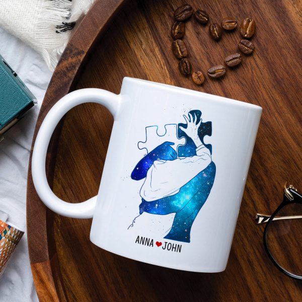 You Are My Missing Piece, Couple Puzzle Hugging White Mug You Are My Missing Piece, Couple Puzzle Hugging White Mug