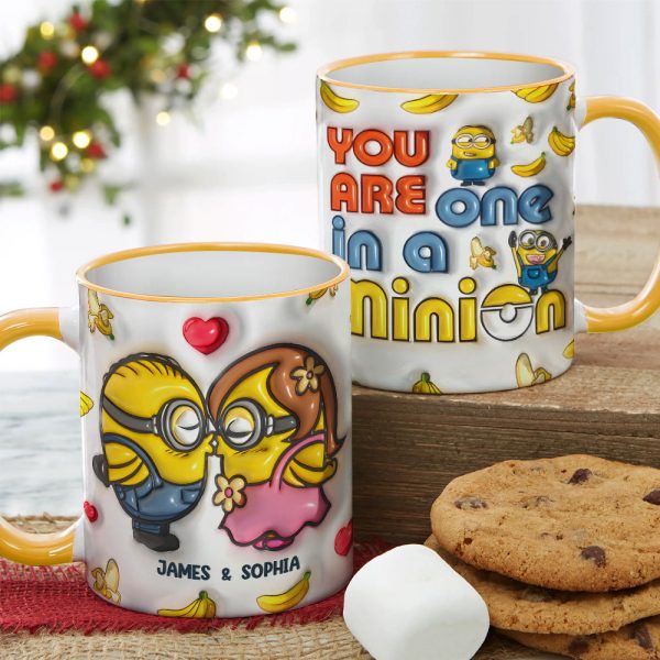 You Are One In A Million - Personalized 3D Inflated Effect Accent Mug - Gift For Yellow Monster Couple HH01