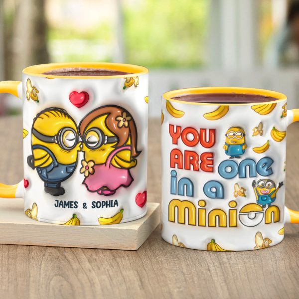 You Are One In A Million - Personalized 3D Inflated Effect Accent Mug - Gift For Yellow Monster Couple HH01