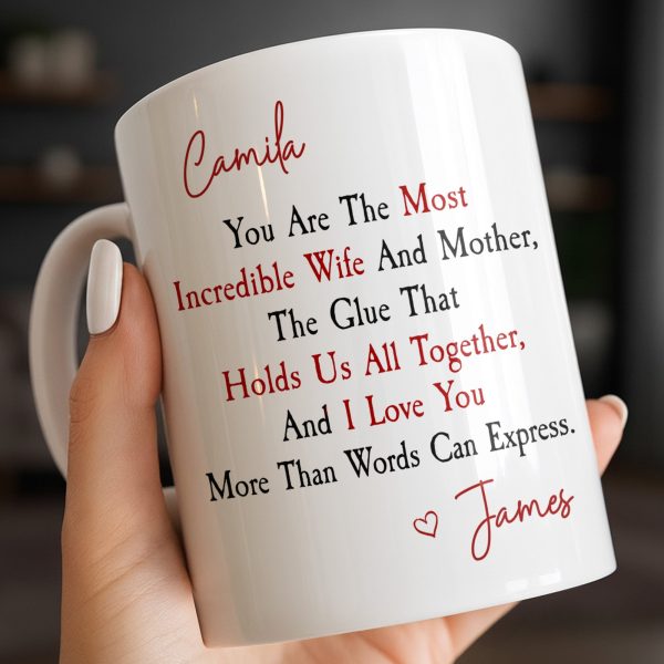 You Are The Most Incredible Wife And Mother Heart - Personalized Custom Coffee Mug - WIF067_MG You Are The Most Incredible Wife And Mother Heart - Personalized Custom Coffee Mug - WIF067_MG