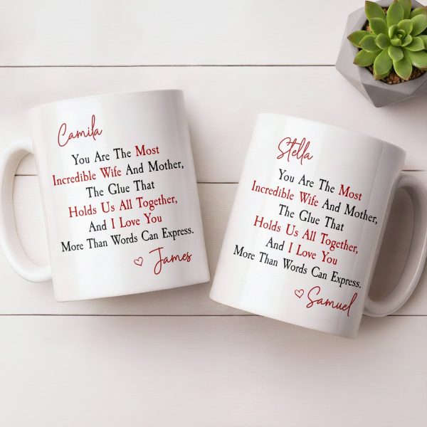 You Are The Most Incredible Wife And Mother Heart - Personalized Custom Coffee Mug - WIF067_MG You Are The Most Incredible Wife And Mother Heart - Personalized Custom Coffee Mug - WIF067_MG