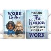 You Are The Reason I Don't Punch People At Work - Funny, Anniversary, Birthday Gifts For Colleagues, Coworker, Besties - Personalized Custom White Edge-to-Edge Mug You Are The Reason I Don't Punch People At Work - Funny, Anniversary, Birthday Gifts For Colleagues, Coworker, Besties - Personalized Custom White Edge-to-Edge Mug