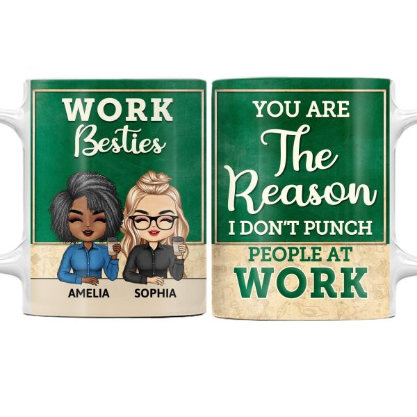 You Are The Reason I Don't Punch People At Work Teacher - Funny, Anniversary, Birthday Gifts For Colleagues, Coworker, Besties - Personalized Custom White Edge-to-Edge Mug You Are The Reason I Don't Punch People At Work Teacher - Funny, Anniversary, Birthday Gifts For Colleagues, Coworker, Besties - Personalized Custom White Edge-to-Edge Mug
