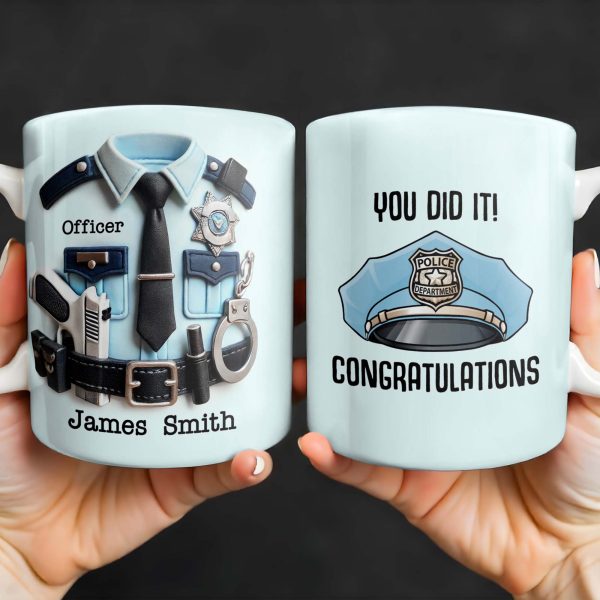 You Did It! Congratulations, Police Badge And Cap - Personalized Custom Coffee Mug - GRAD295_MG You Did It! Congratulations, Police Badge And Cap - Personalized Custom Coffee Mug - GRAD295_MG